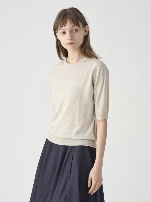 クルーネック半袖ニットプルオーバー | ESTA | 30G MODERN FIT 詳細画像 GREY FLEECE 4