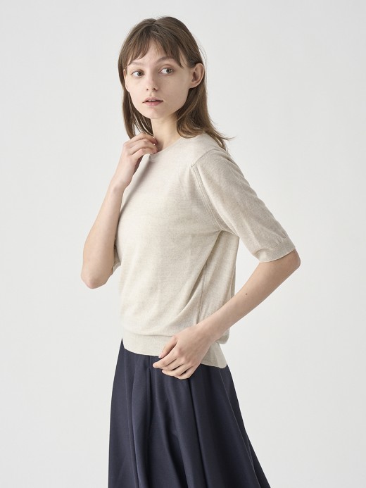 クルーネック半袖ニットプルオーバー | ESTA | 30G MODERN FIT 詳細画像 GREY FLEECE 5