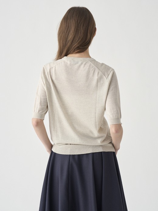 クルーネック半袖ニットプルオーバー | ESTA | 30G MODERN FIT 詳細画像 GREY FLEECE 7