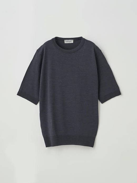 クルーネック半袖ニットプルオーバー | ESTA | 30G MODERN FIT 詳細画像 HEPBURN SMOKE 1