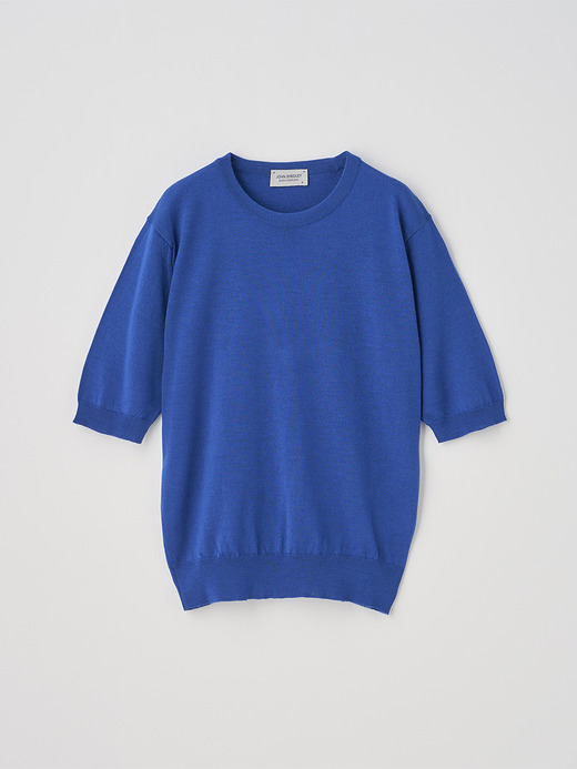 クルーネック半袖ニットプルオーバー | ESTA | 30G MODERN FIT 詳細画像 MAZARINE BLUE 2