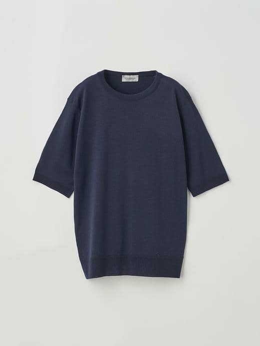 クルーネック半袖ニットプルオーバー | ESTA | 30G MODERN FIT 詳細画像 MIDNIGHT 1