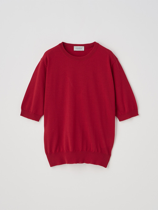 クルーネック半袖ニットプルオーバー | ESTA | 30G MODERN FIT 詳細画像 RUBY RED 1