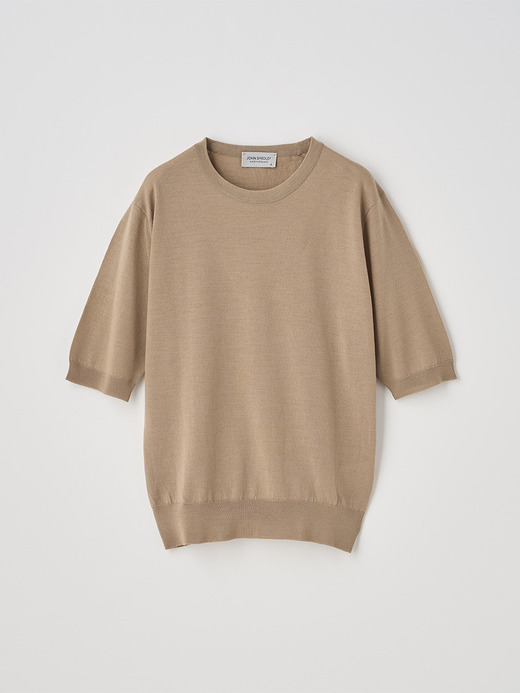 クルーネック半袖ニットプルオーバー | ESTA | 30G MODERN FIT 詳細画像 TOASTED ALMOND 2