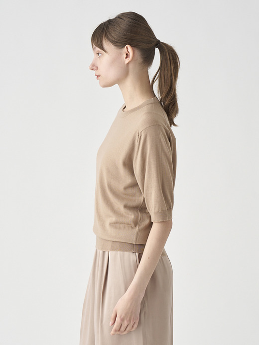 クルーネック半袖ニットプルオーバー | ESTA | 30G MODERN FIT 詳細画像 TOASTED ALMOND 5