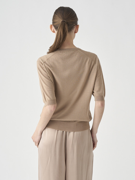 クルーネック半袖ニットプルオーバー | ESTA | 30G MODERN FIT 詳細画像 TOASTED ALMOND 7