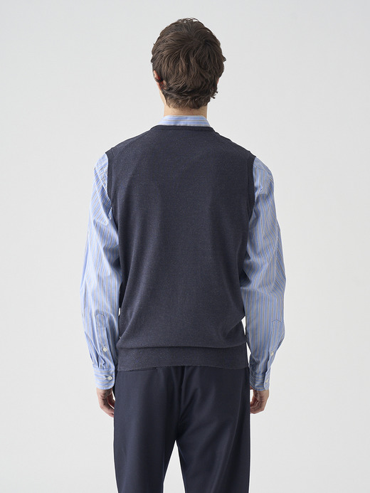 Ｖネックニットベスト | HADFIELD | 24G STANDARD FIT 詳細画像 HEPBURN SMOKE 9