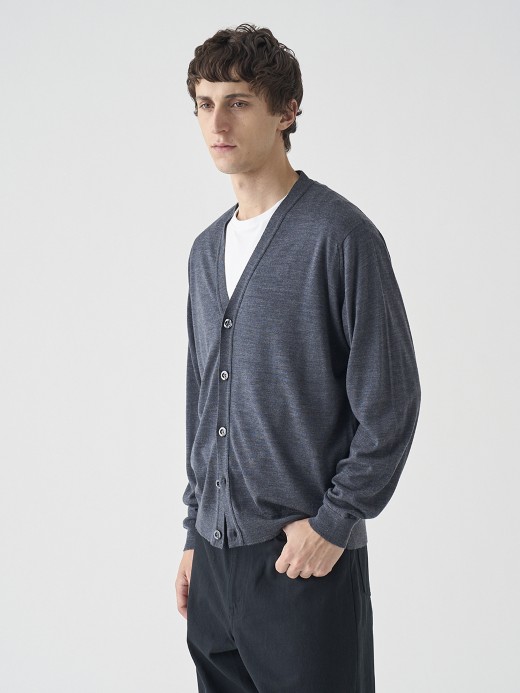 Ｖネック長袖ニットカーディガン | HALIN | 30G MODERN FIT 詳細画像 CHARCOAL 2