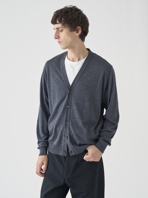 Ｖネック長袖ニットカーディガン | HALIN | 30G MODERN FIT 詳細画像 CHARCOAL 3