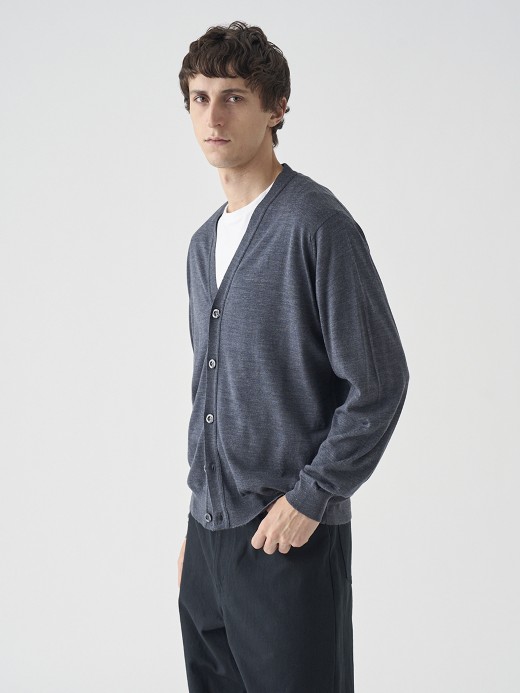 Ｖネック長袖ニットカーディガン | HALIN | 30G MODERN FIT 詳細画像 CHARCOAL 5