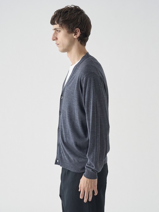 Ｖネック長袖ニットカーディガン | HALIN | 30G MODERN FIT 詳細画像 CHARCOAL 7