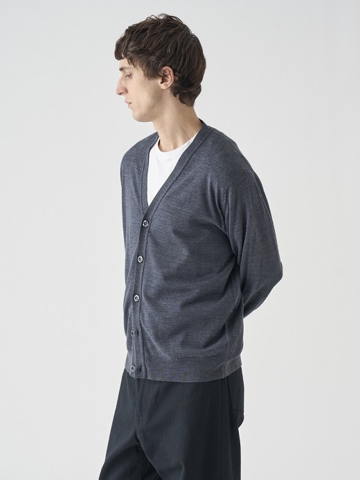 Ｖネック長袖ニットカーディガン | HALIN | 30G MODERN FIT 詳細画像 CHARCOAL 8