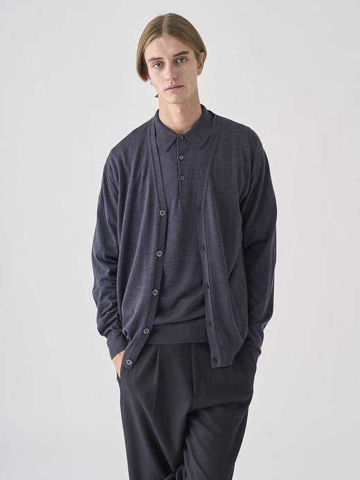 Ｖネック長袖ニットカーディガン | HALIN | 30G MODERN FIT 詳細画像 HEPBURN SMOKE 1