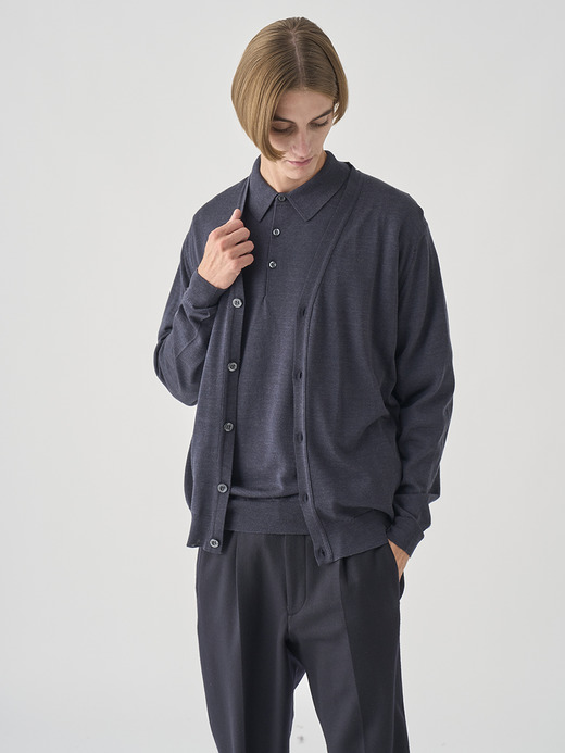 Ｖネック長袖ニットカーディガン | HALIN | 30G MODERN FIT 詳細画像 HEPBURN SMOKE 4