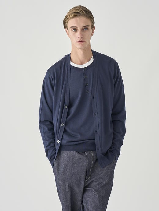 Ｖネック長袖ニットカーディガン | HALIN | 30G MODERN FIT 詳細画像 MIDNIGHT 1