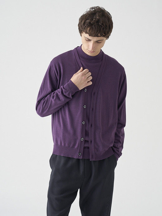 Ｖネック長袖ニットカーディガン | HALIN | 30G MODERN FIT 詳細画像 VELVET PLUM 3