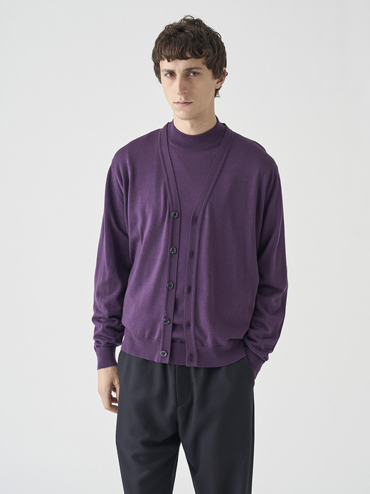Ｖネック長袖ニットカーディガン | HALIN | 30G MODERN FIT 詳細画像 VELVET PLUM 4