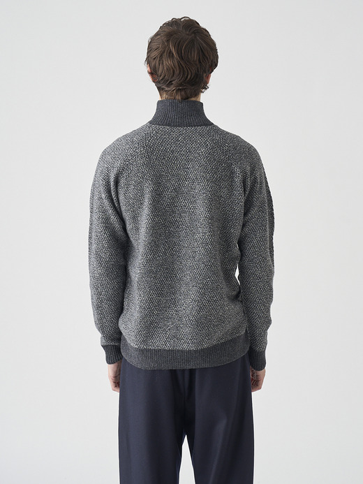 ［Eco Cashmere］カシミヤ混 スタンドネックハーフジップメランジニットプルオーバー | INGHRAM | STANDARD FIT 7G 詳細画像 NO2(INGHRAM) 6