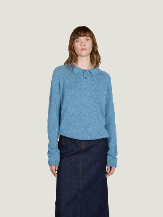【JS&times;JOHN SMEDLEY】Rugby Shirt | JS140 詳細画像 BLUE FLECK 1