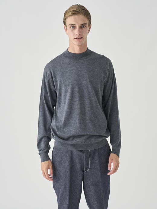 モックネック長袖ニットプルオーバー | KILDAY | 30G MODERN FIT 詳細画像 CHARCOAL 1