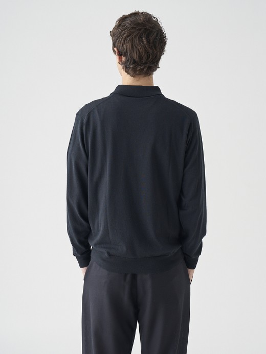 長袖ニットポロシャツ | KNOLL | 30G MODERN FIT 詳細画像 BLACK 6