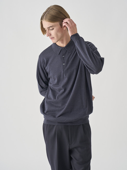 長袖ニットポロシャツ | KNOLL | 30G MODERN FIT 詳細画像 HEPBURN SMOKE 1