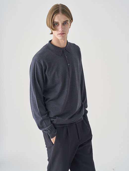 長袖ニットポロシャツ | KNOLL | 30G MODERN FIT 詳細画像 HEPBURN SMOKE 6