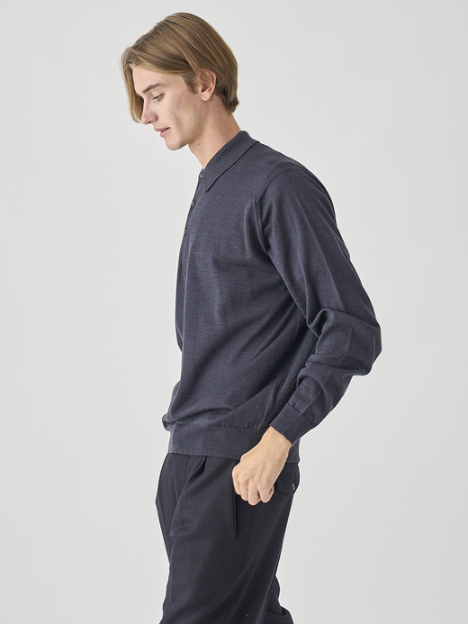 長袖ニットポロシャツ | KNOLL | 30G MODERN FIT 詳細画像 HEPBURN SMOKE 8