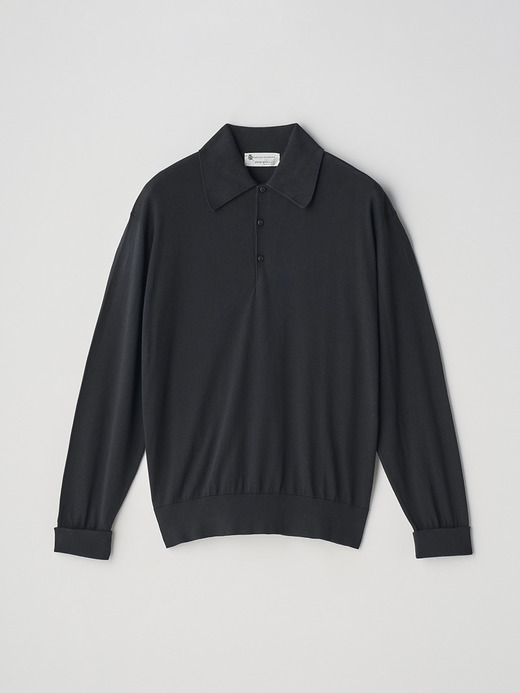 【JOHN SMEDLEY×KAPTAIN SUNSHINE】 Sea Island Cotton 長袖ポロシャツ｜KSJS001 詳細画像 BLACK 1