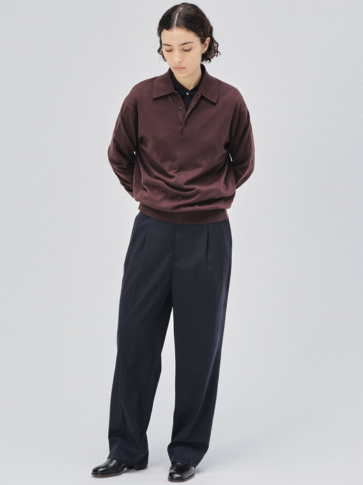 【JOHN SMEDLEY×KAPTAIN SUNSHINE】 Sea Island Cotton 長袖ポロシャツ｜KSJS001 詳細画像 RAISIN 1