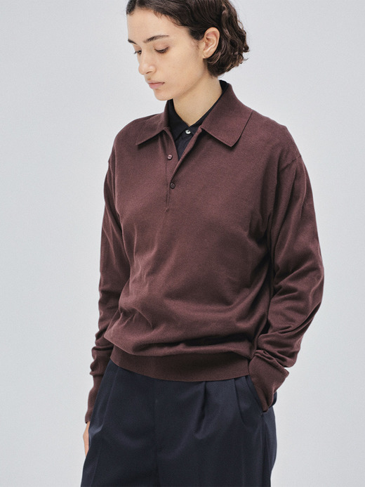 【JOHN SMEDLEY×KAPTAIN SUNSHINE】 Sea Island Cotton 長袖ポロシャツ｜KSJS001 詳細画像 RAISIN 5