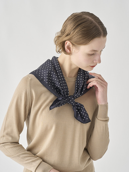 Silk Dot Scarf | LARGE 詳細画像 NO2(L03640SF751_ネイビー) 6
