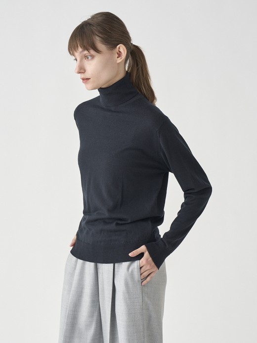タートルネック長袖ニットプルオーバー | LENA | 30G MODERN FIT 詳細画像 BLACK 2