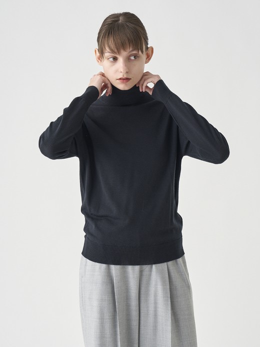 タートルネック長袖ニットプルオーバー | LENA | 30G MODERN FIT 詳細画像 BLACK 4