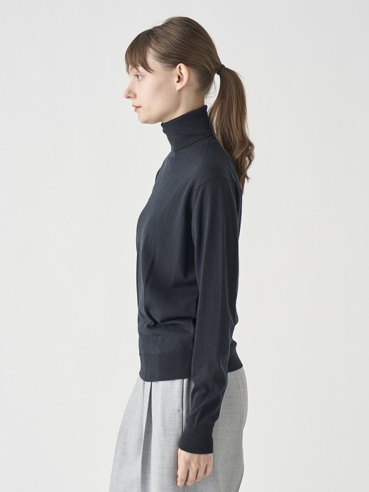 タートルネック長袖ニットプルオーバー | LENA | 30G MODERN FIT 詳細画像 BLACK 6