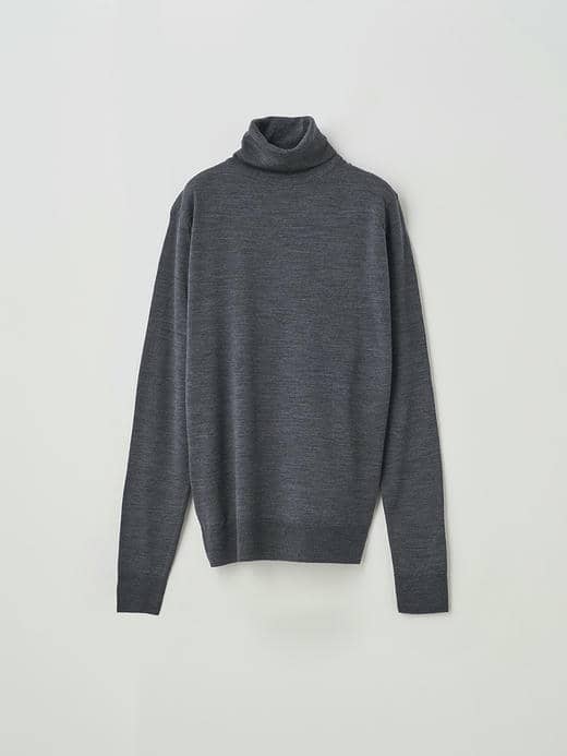 タートルネック長袖ニットプルオーバー | LENA | 30G MODERN FIT 詳細画像 CHARCOAL 1