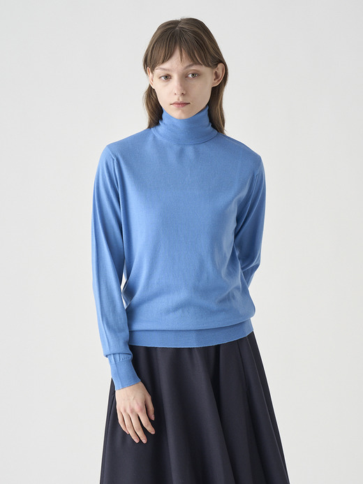 タートルネック長袖ニットプルオーバー | LENA | 30G MODERN FIT 詳細画像 CHAMBRAY BLUE 3