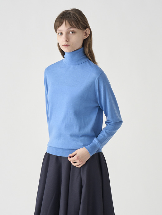 タートルネック長袖ニットプルオーバー | LENA | 30G MODERN FIT 詳細画像 CHAMBRAY BLUE 4
