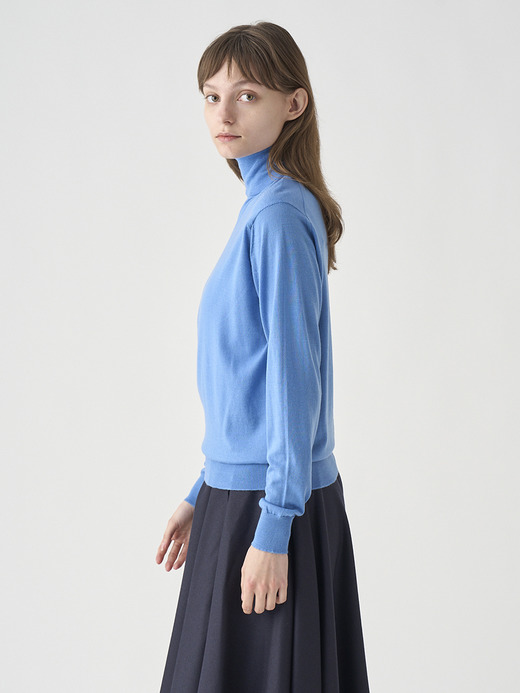 タートルネック長袖ニットプルオーバー | LENA | 30G MODERN FIT 詳細画像 CHAMBRAY BLUE 5