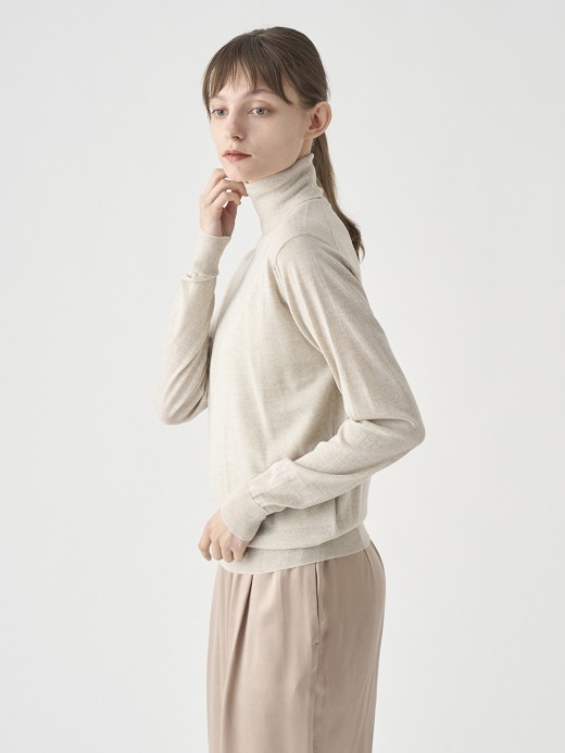 タートルネック長袖ニットプルオーバー | LENA | 30G MODERN FIT 詳細画像 GREY FLEECE 5