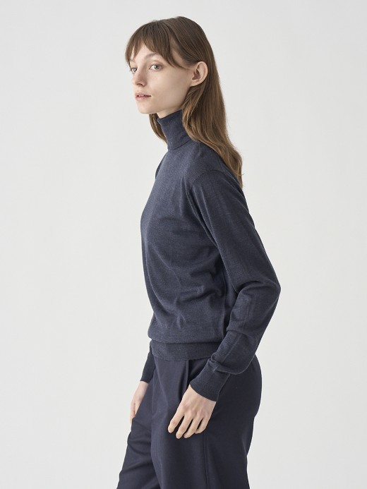 タートルネック長袖ニットプルオーバー | LENA | 30G MODERN FIT 詳細画像 HEPBURN SMOKE 5