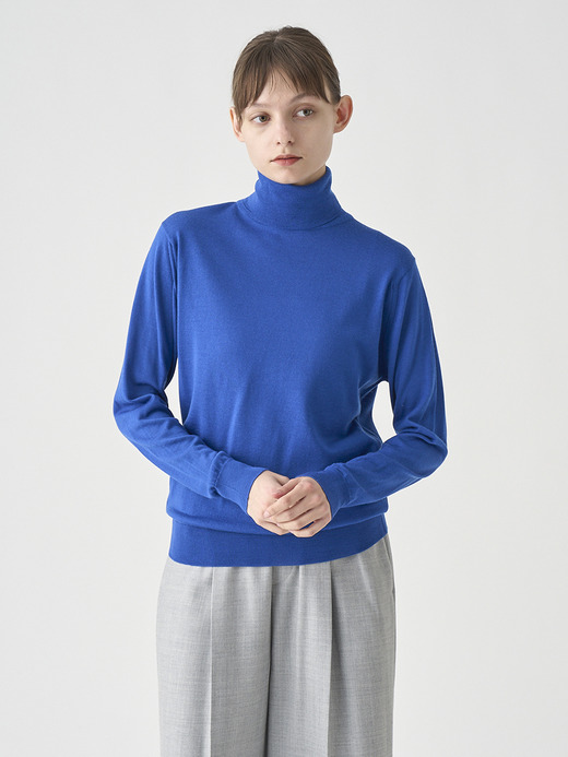 タートルネック長袖ニットプルオーバー | LENA | 30G MODERN FIT 詳細画像 MAZARINE BLUE 4