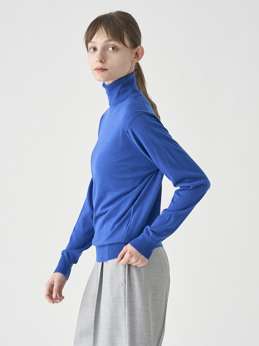 タートルネック長袖ニットプルオーバー | LENA | 30G MODERN FIT 詳細画像 MAZARINE BLUE 7