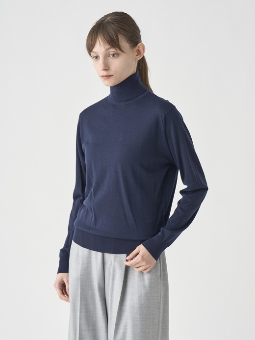 タートルネック長袖ニットプルオーバー | LENA | 30G MODERN FIT 詳細画像 MIDNIGHT 1