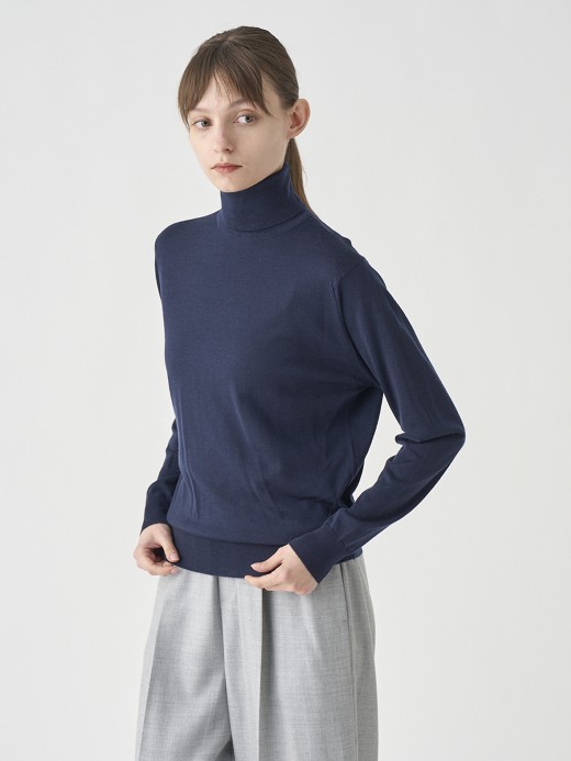 タートルネック長袖ニットプルオーバー | LENA | 30G MODERN FIT 詳細画像 MIDNIGHT 2
