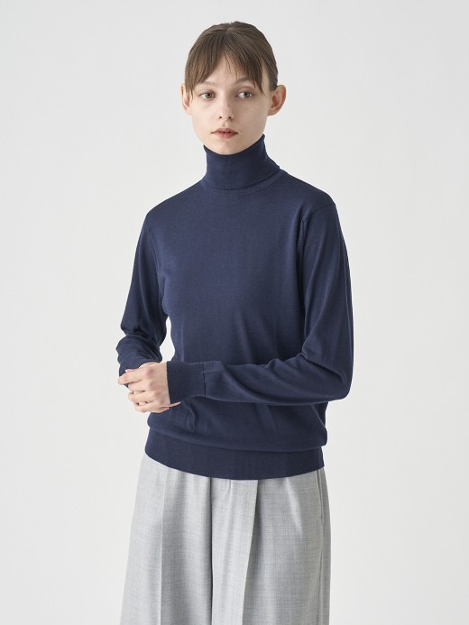 タートルネック長袖ニットプルオーバー | LENA | 30G MODERN FIT 詳細画像 MIDNIGHT 3