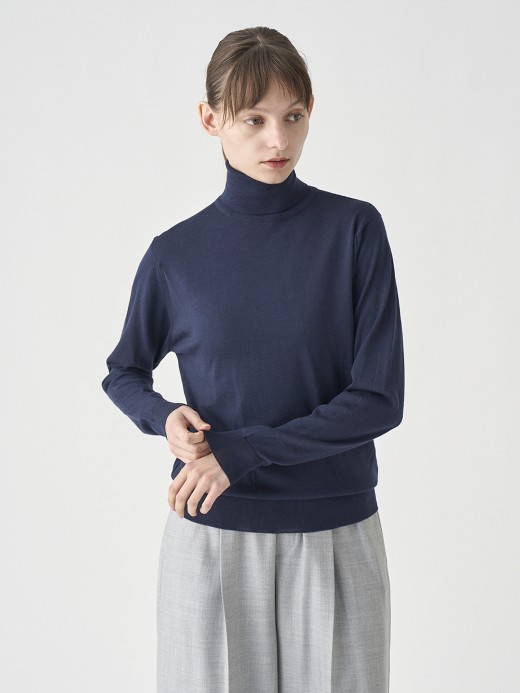 タートルネック長袖ニットプルオーバー | LENA | 30G MODERN FIT 詳細画像 MIDNIGHT 4