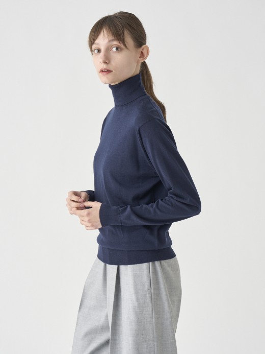 タートルネック長袖ニットプルオーバー | LENA | 30G MODERN FIT 詳細画像 MIDNIGHT 5