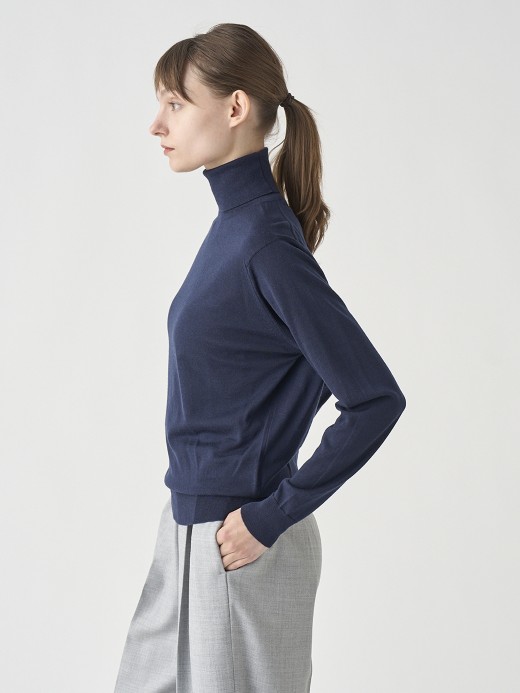 タートルネック長袖ニットプルオーバー | LENA | 30G MODERN FIT 詳細画像 MIDNIGHT 6