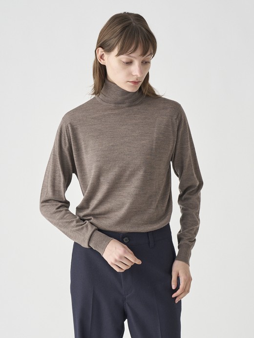 タートルネック長袖ニットプルオーバー | LENA | 30G MODERN FIT 詳細画像 MUSHROOM 1